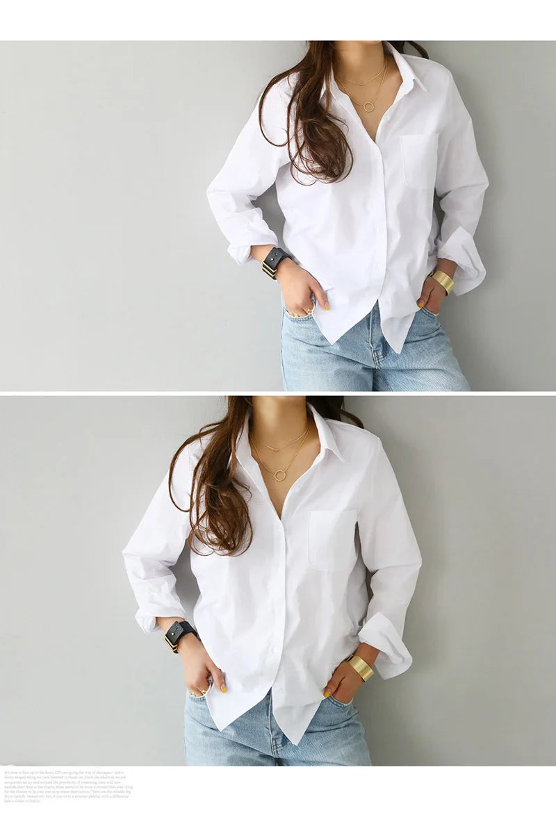 Cotton Blouse White Shirt Fashion Women Blusas Mujer De Moda OL Style Tops Casual Ladies Long Sleeve Shirts and Blouses 3496