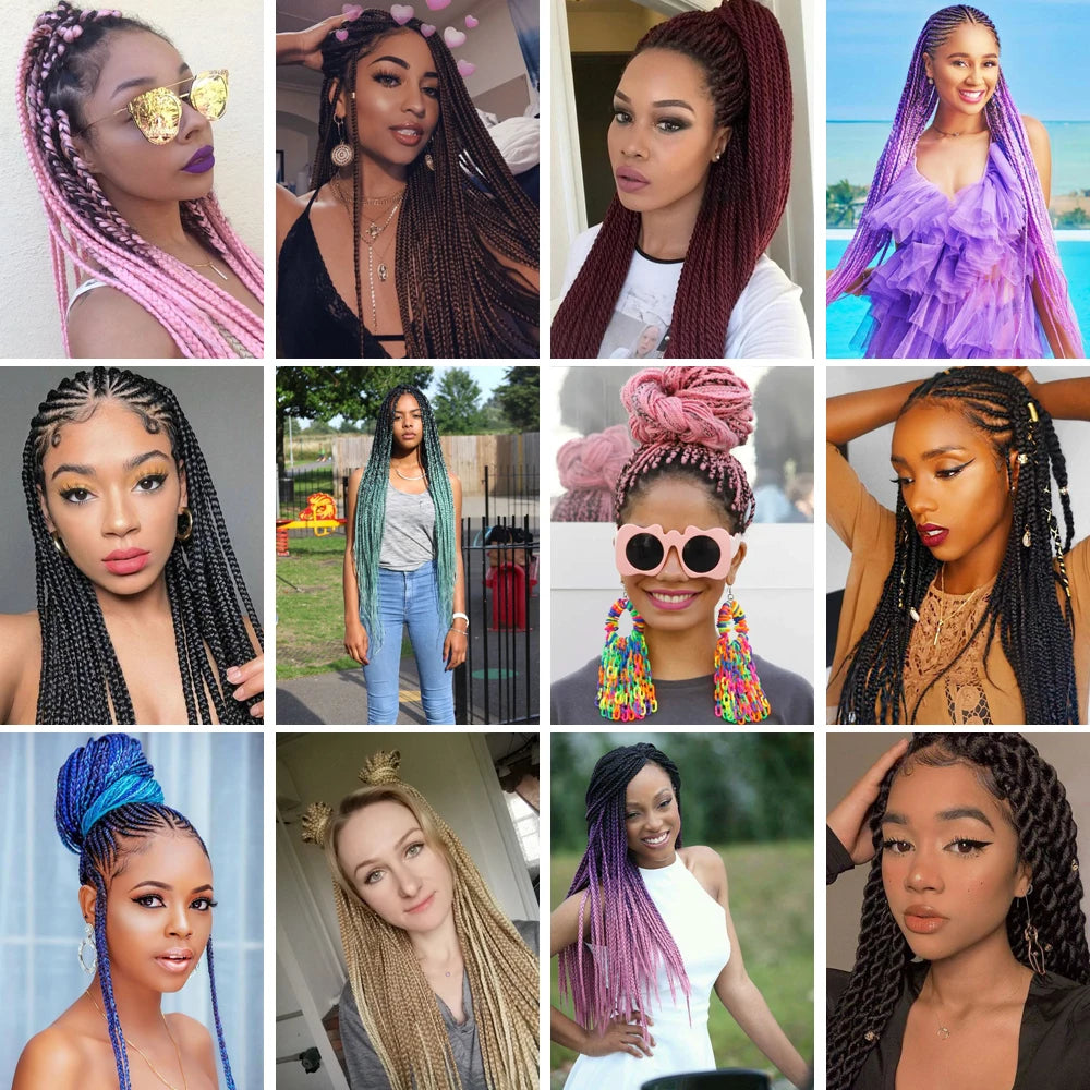 LIHUI Pre-Stretched Jumbo Braids — 26" 90 g Synthetic (Red/Pink, Frosted Colors)