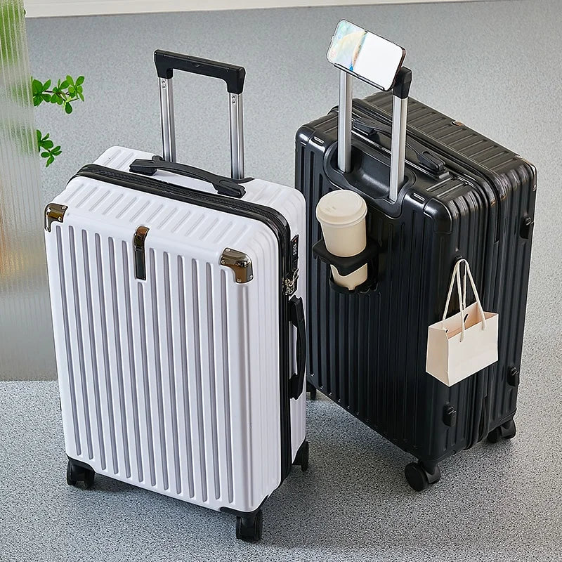 Large Capacity Medium Travel Luggage Bag 20-26 Inch Rolling Bag with Cup Holder And Phone Stand for Easy Carry-On Travel