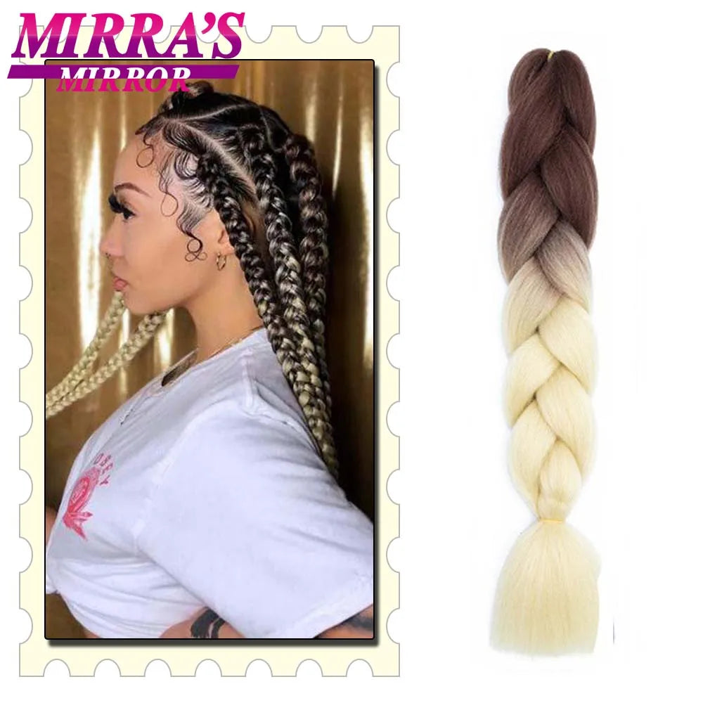 Synthetic Braiding Hair 24 Inch Kanekalon Braids Extensions Ombre Hair for Box Braid Crochet Jumbo Braiding Hair Pre Stretched