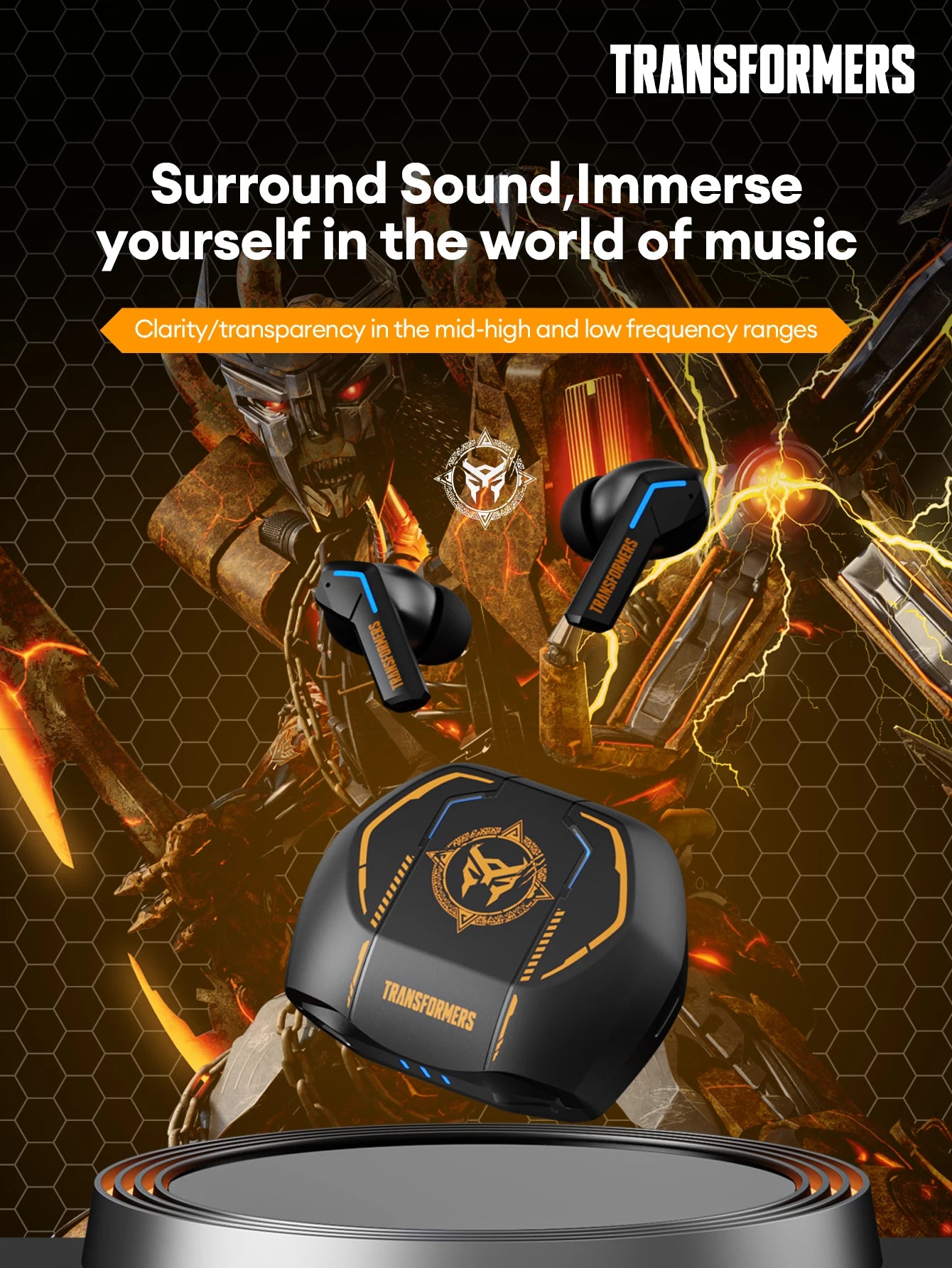 TRANSFORMERS TF-T06 TWS Earbuds — Bluetooth 5.3, Low-Latency, ENC Calls