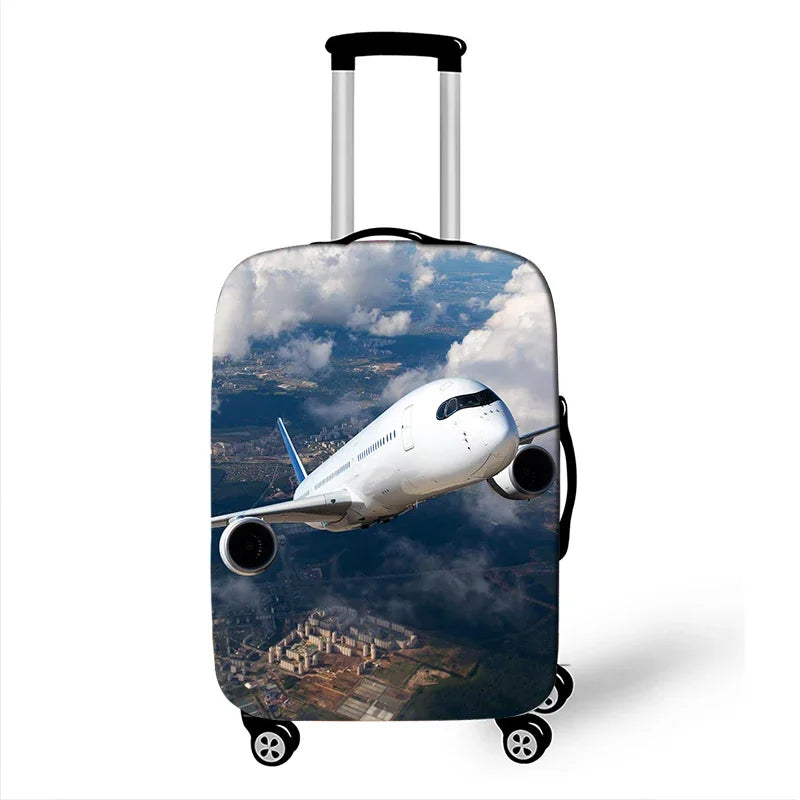 Airplane Go Travel Suitcase Covers Plane Aircraft Map Travel Elastic Trolley Case Protective Cover Anti-dust Luggage Covers Gift