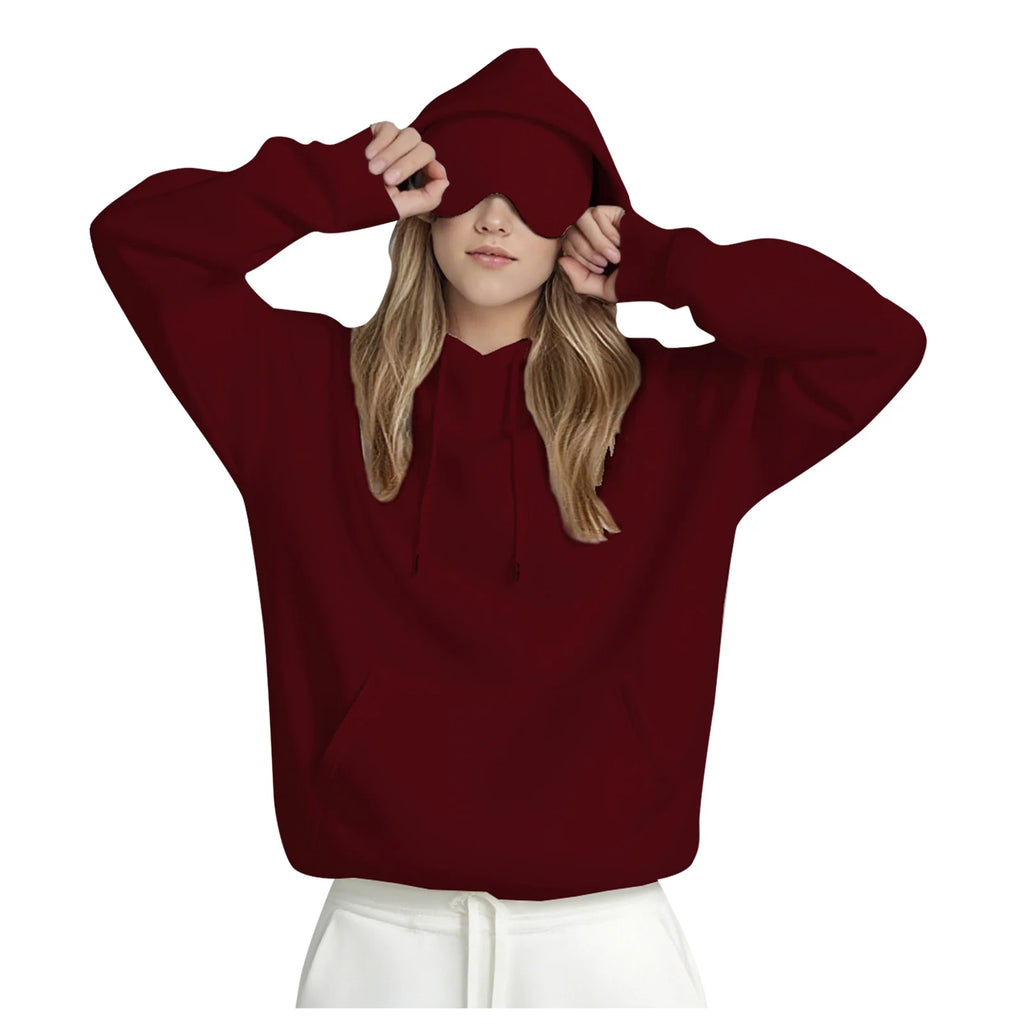 Plus Size Hoodie with Built-In Eye Mask – Oversized Travel Pullover