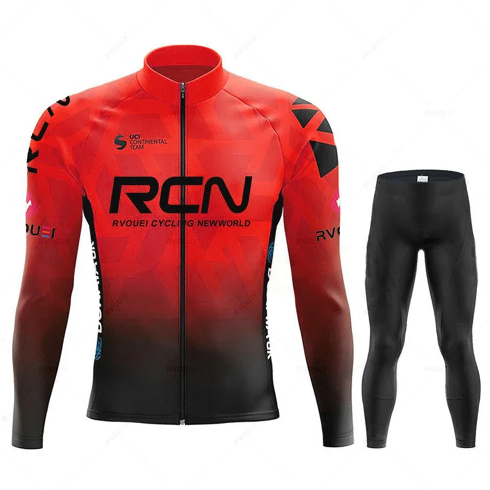 New 2025 Rcn Autumn Cycling Jersey Bib Pants Set Ropa Ciclismo Bicycle MTB Clothing Road Bike Suit Men Long Sleeve Bicicleta Set