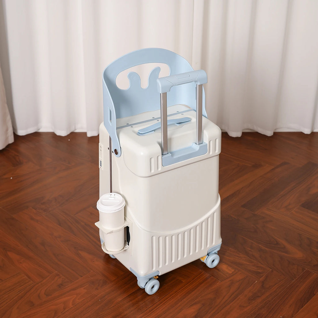 BunnyFly Kid Mom Suitcase with Seat for Children Can Sit To Ride Trolley Luggage Baby Travel Carry Case Multifunction Boardable