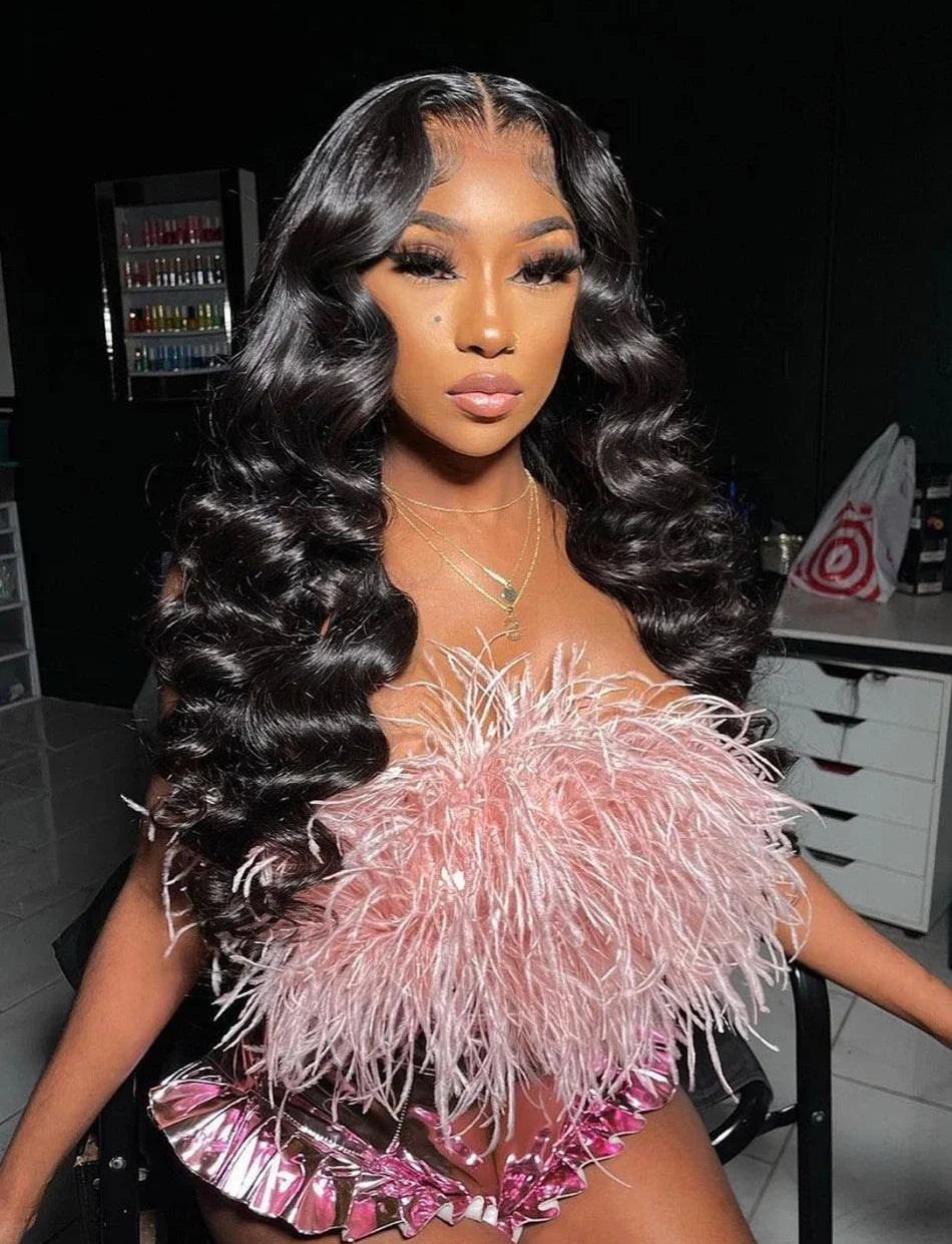 AMYTUD 30–40 Inch HD Lace Frontal Wig | Brazilian Loose Deep Wave Human Hair