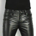 Men's Fashion Rock Style PU Leather Pants Night Club Dance Pants Men's Faux Leather Slim Fit Skinny Motorcycle Trousers
