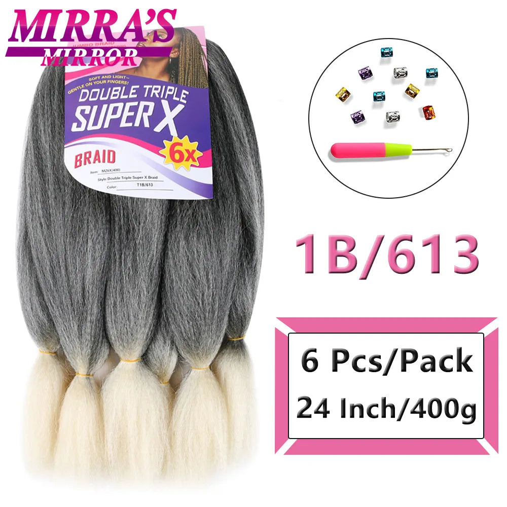 400G 24 Inch Long Jumbo Braiding Hair Super X Synthetic Jumbo Hair Extensions For Braiding African Twist Box Braids Blue Ombre