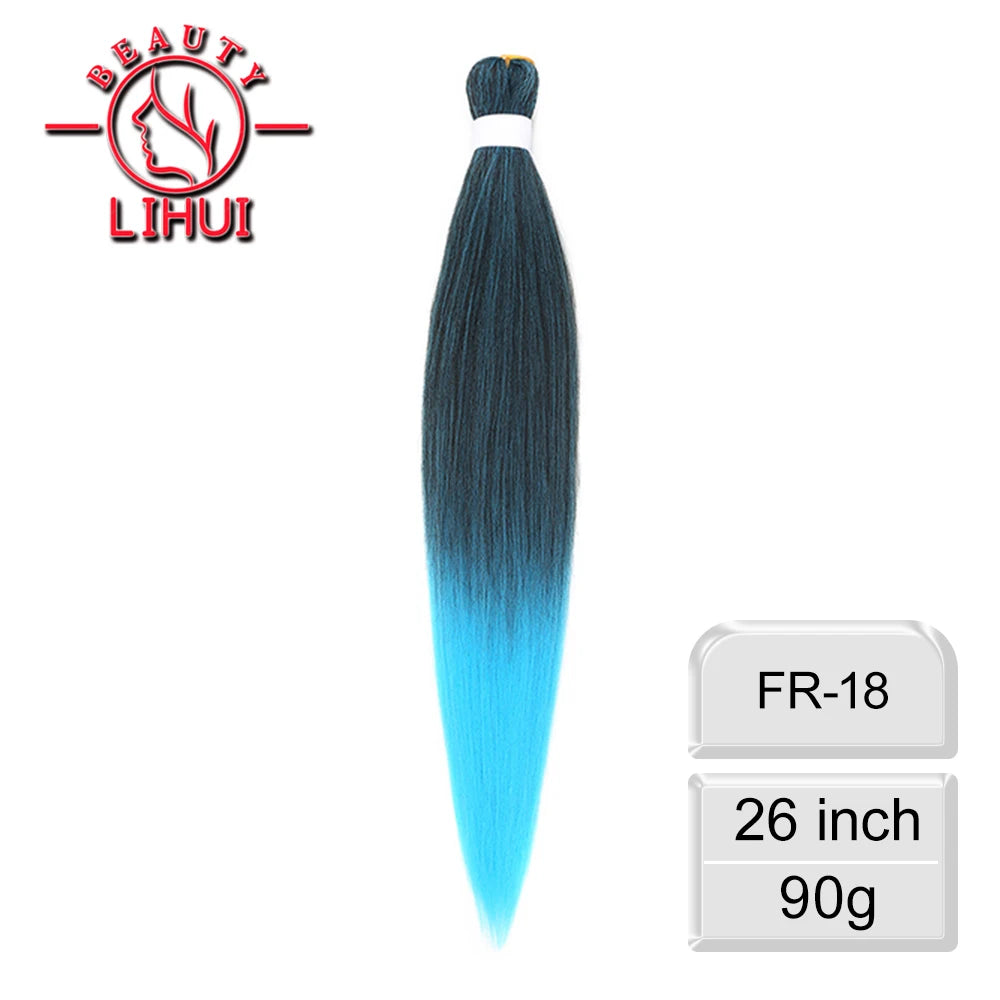 LIHUI Pre-Stretched Jumbo Braids — 26" 90 g Synthetic (Red/Pink, Frosted Colors)