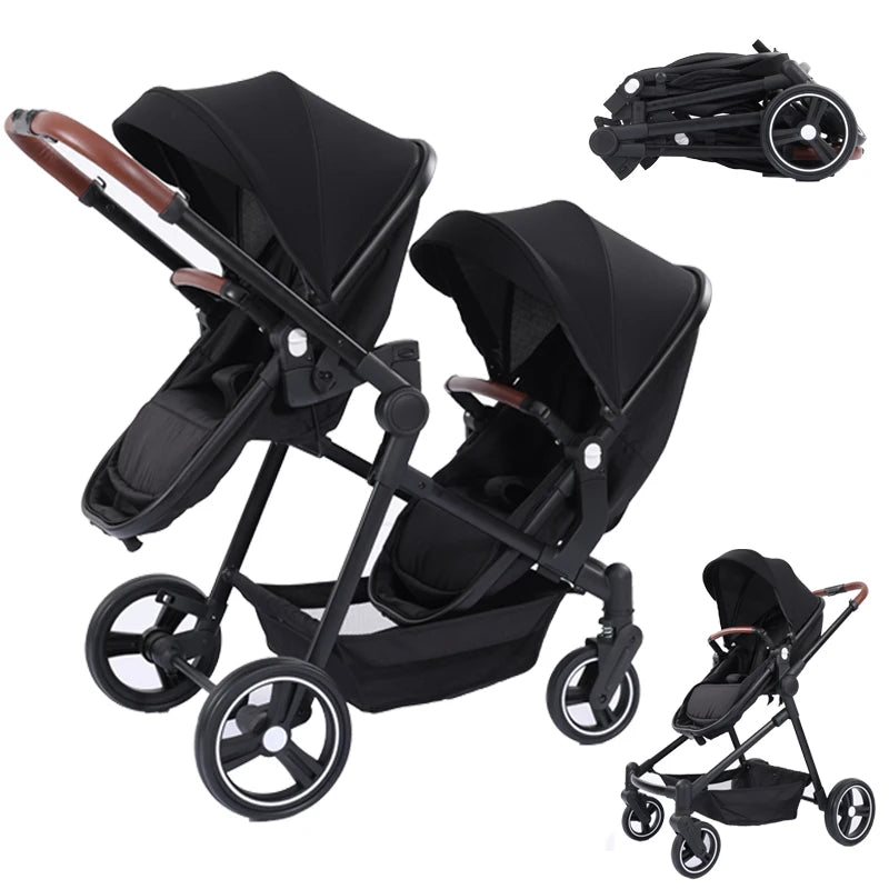 3in1 Twins baby stroller with car seat Lightweight small folded carry on baby carriage multifunctional baby strollers