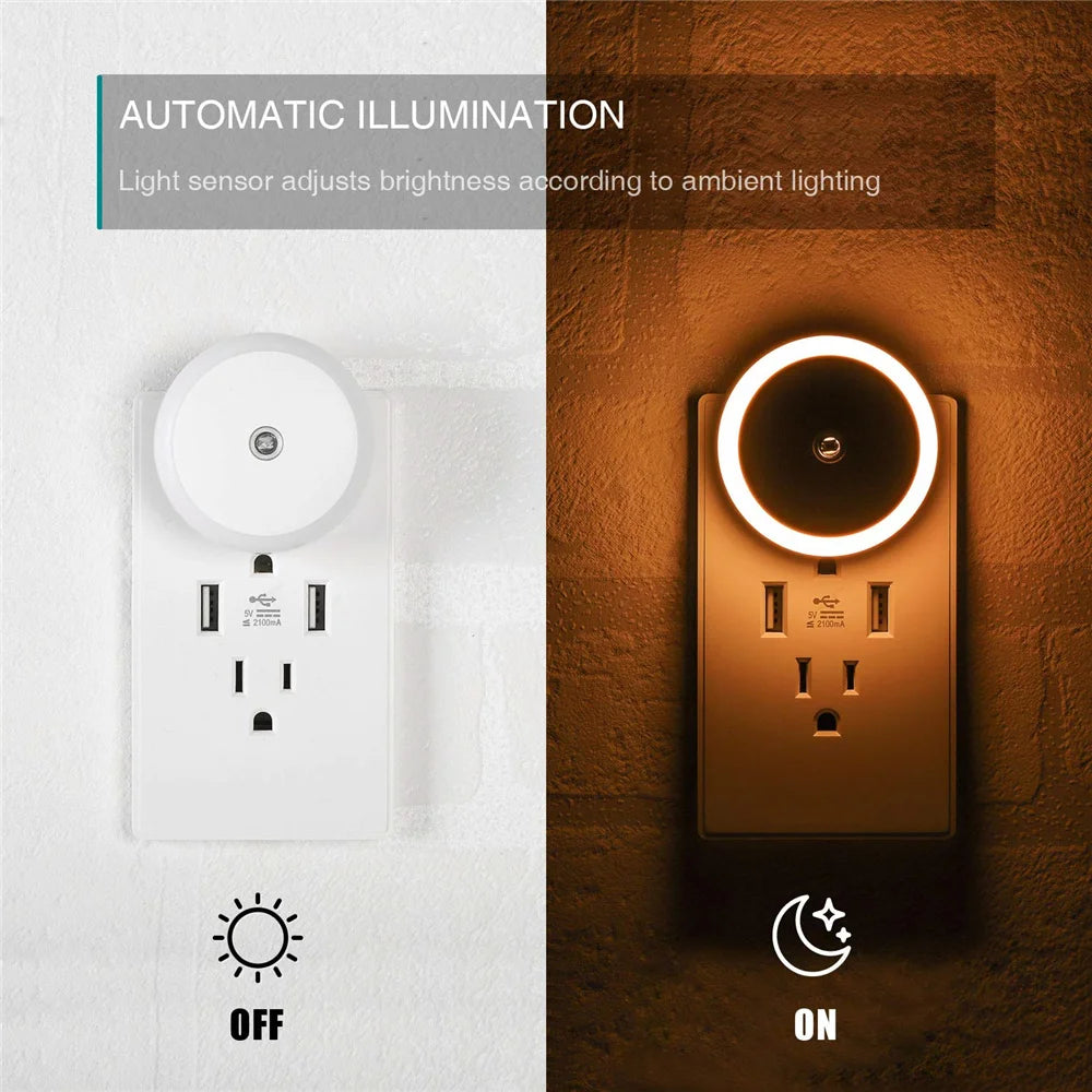 RXSFY Dusk-to-Dawn Plug-In LED Night Light (Auto-Dim)