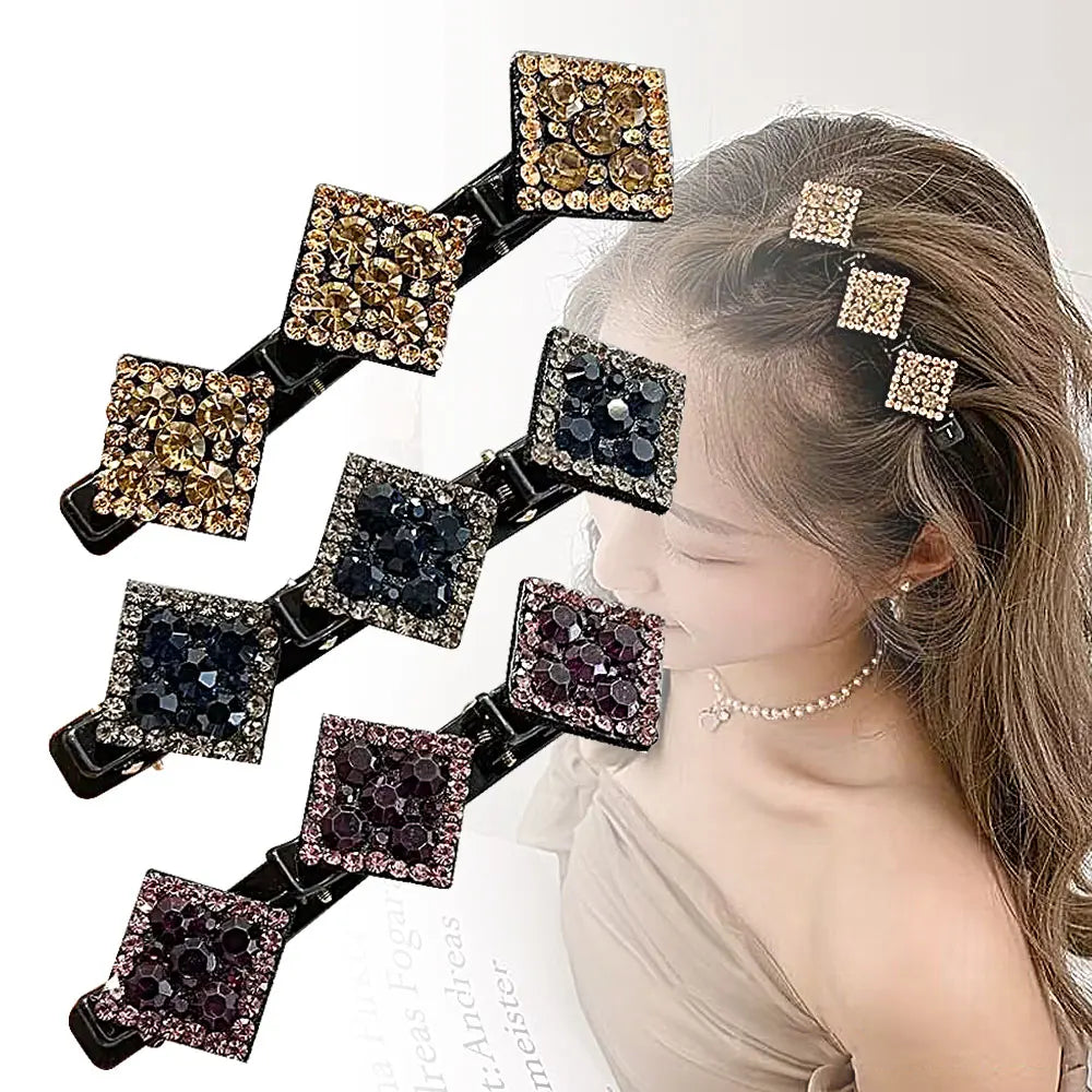 Sparkling Crystal Stone Braided Hair Clips Women Cheap High Quality Satin Rhinestone Fabric Hair Bands for Girls