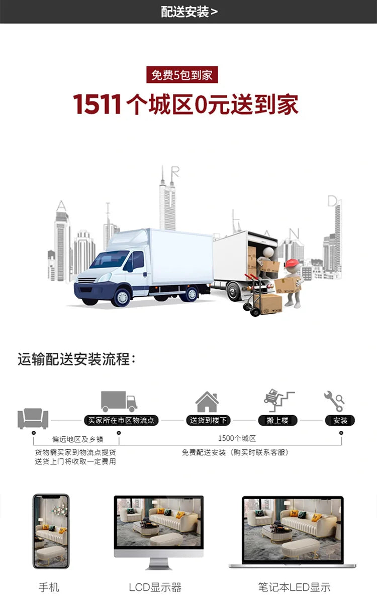 Furniture sofa Italian light luxury leather sofa small apartment living room home high-end designer straight row