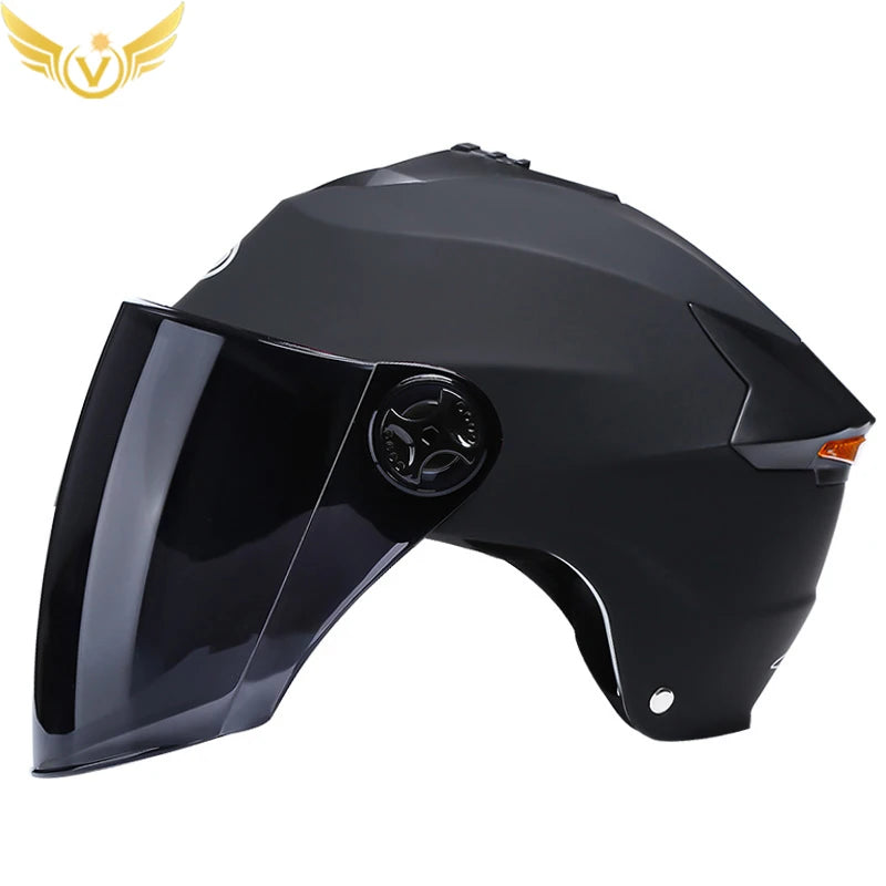 Motorcycle Helmet with LED Lights | Adjustable Electric Scooter & Moped Half Helmet for Men and Women