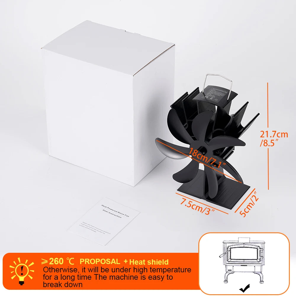 7 Blades Stove Fan Heat Powered Fireplace Fan Log Wood Burner Aluminum Alloy Eco-Fan Quiet Home Warm Efficient Heat Distribution