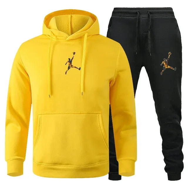 2025 Autumn/Winter Men's jogging Fitness sportswear Set: Fashionable long-sleeved sweatshirt + casual pants 2-piece set