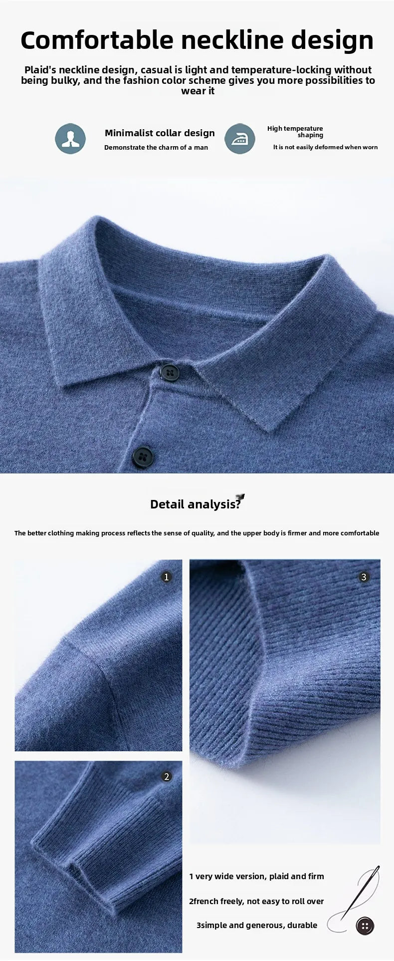 Top Grade Anti-Pilling New Fashion Men Knit Pullover Turndown Collar Autum Winter Slim Fit Warm Sweater Business Casual Jumper