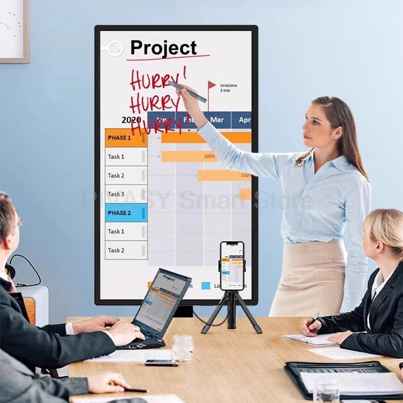 Touch Screen 32 Inch Smart TV Broadcast Live Device Rotatable Movable Monitor for Fitness Gaming interactive with Floor Stand