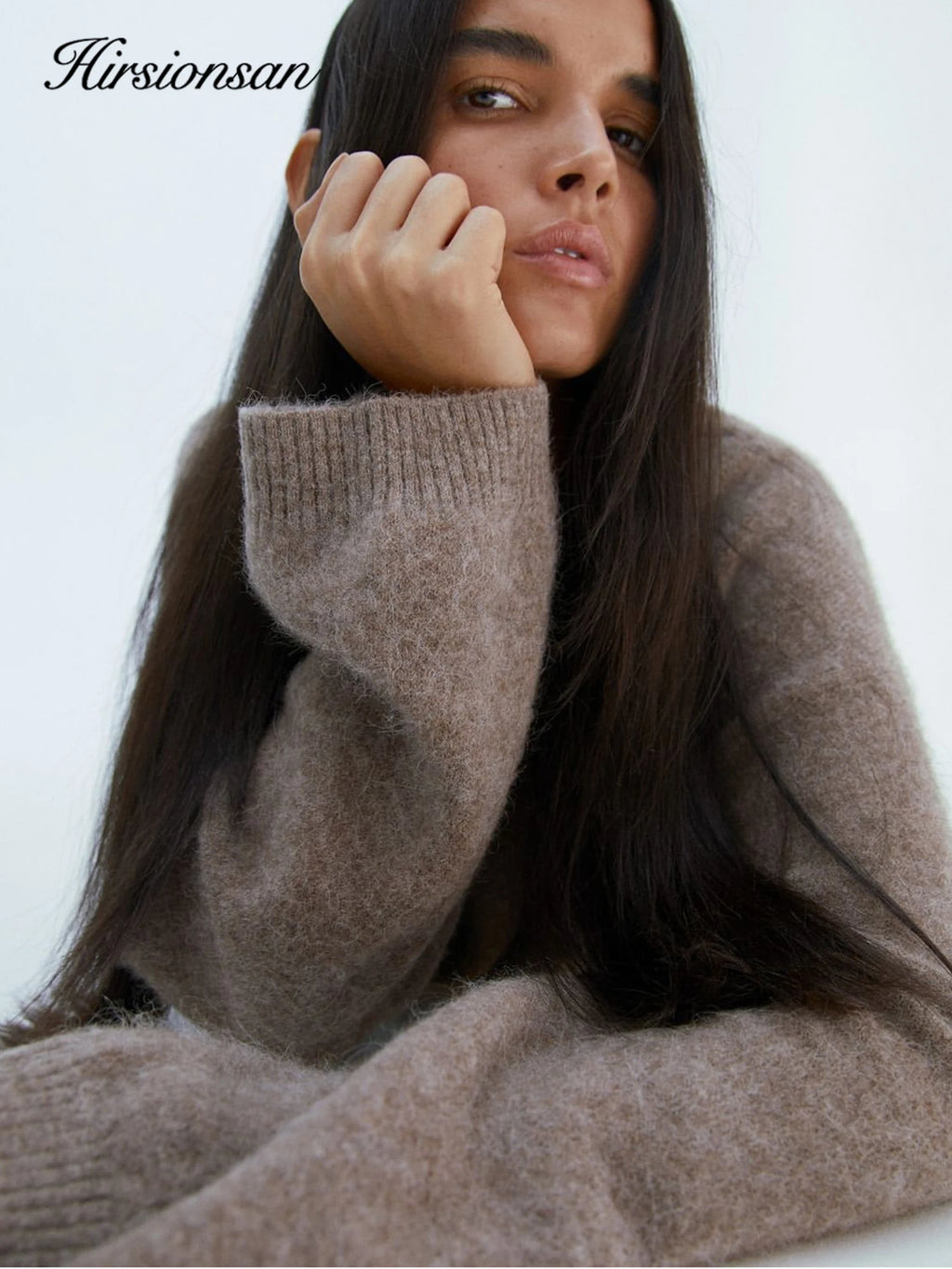 Hirsionsan Women’s Lantern Sleeve Knit Sweater – Oversized Thick Pullover, Cozy O-Neck Casual Top (2025 New Arrival)