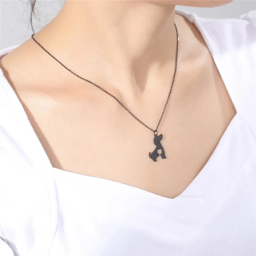 Skyrim Cat & Dog Pendant Necklace — Stainless Steel Animal Charm Jewelry