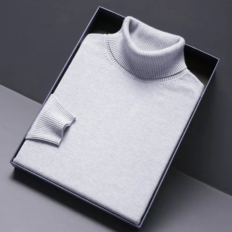 Animal Game Turtleneck Knitwear Luxury Men's Sweater Long Fit Pullover Sweaters Solid Color Men Streetwear Warm Cold Blouse