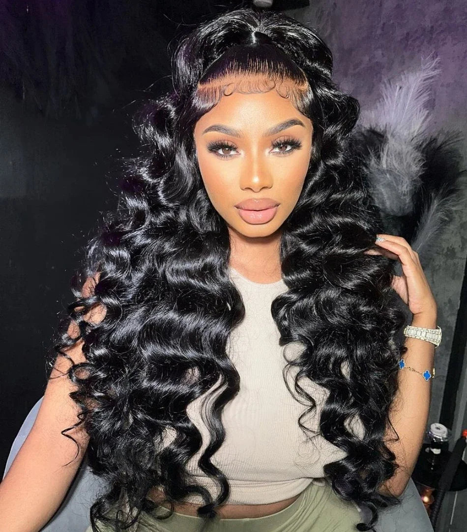 30 40Inch Human Hair 13x6 13x4 HD Lace Frontal Wig Brazilian Loose Deep Wave Curly Human Hair 360 Full Lace Front Wig Preplucked