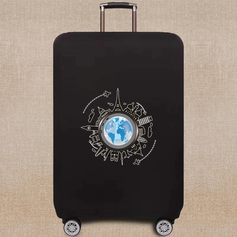 Travel Elastic Protective Cover Luggage Case Travel Global Pattern Series Luggage Cover 18-32inch Travel Accessories