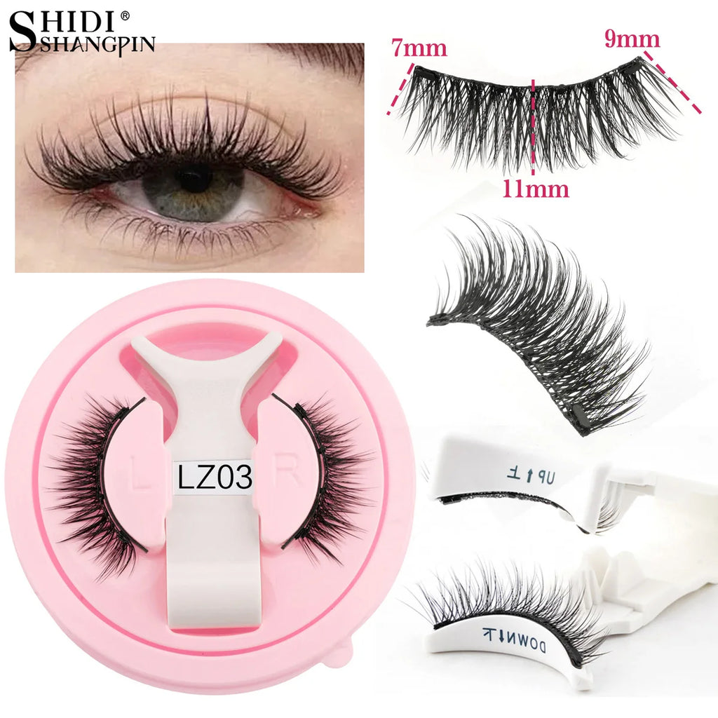 SHIDISHANGPIN 3D Magnetic False Eyelashes — Reusable, Glue-Free, Natural Long & Fluffy Look (1 Pair + Curler)