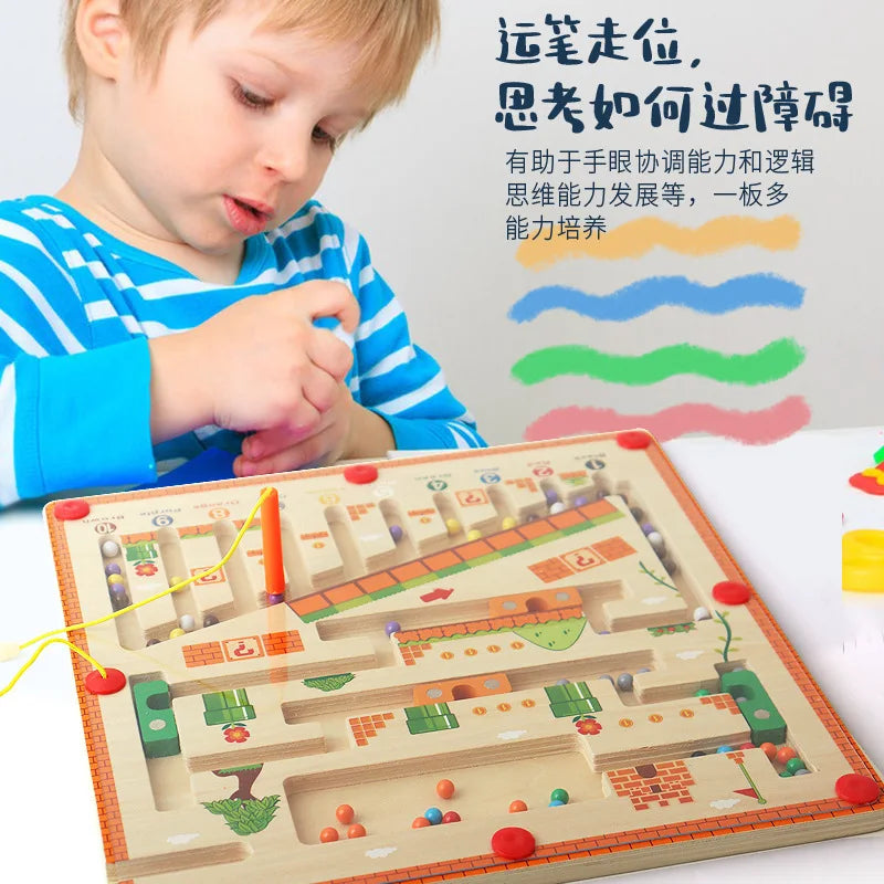 Magnetic Sorting Games Montessori Puzzle Toys Maze Board Learning Color Montessori Classification Wooden Educational Toys