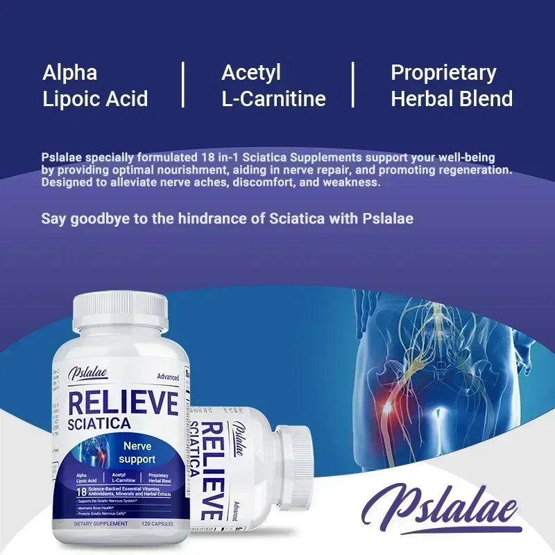 Relieve Sciatica Capsules - Contains B Vitamins To Support Sciatic Nerve Health, Soothe Nerves, Boost Energy - 120pcs