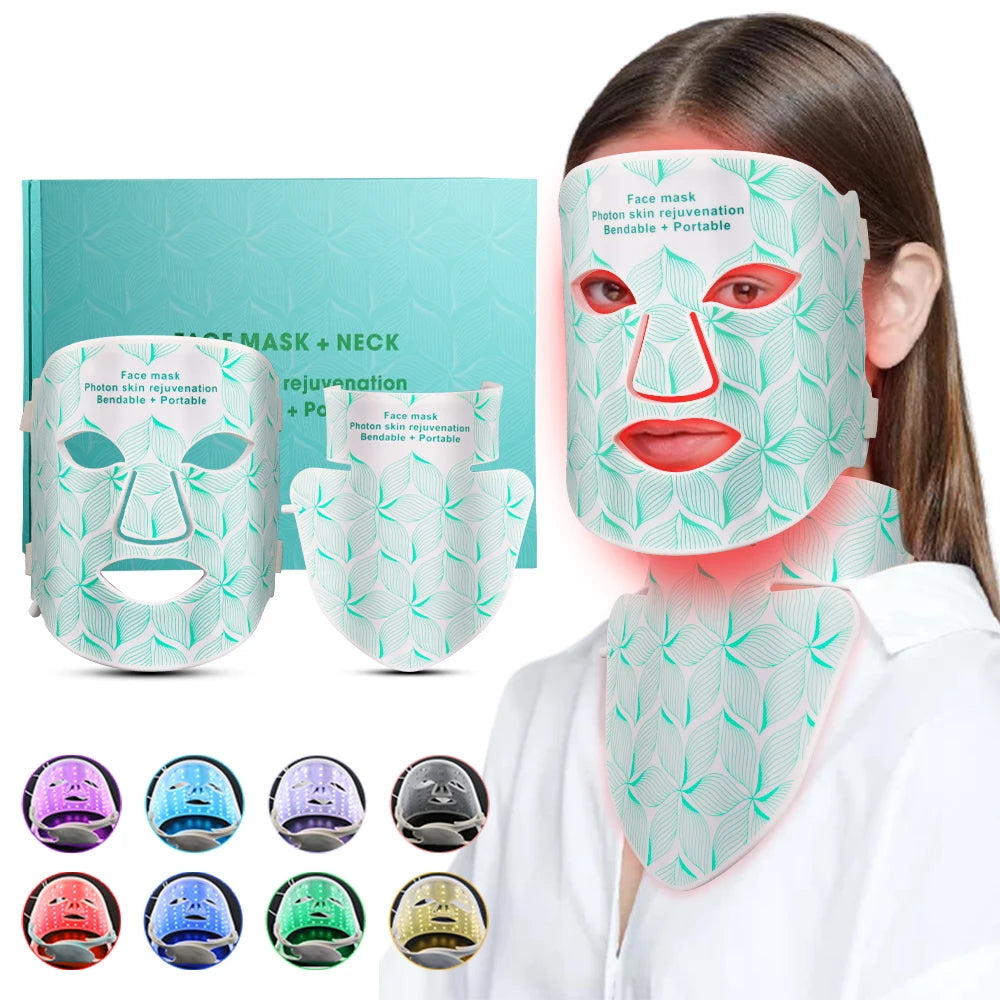 8-Color LED Face & Neck Mask – Red + Near-Infrared Light (USB Rechargeable)