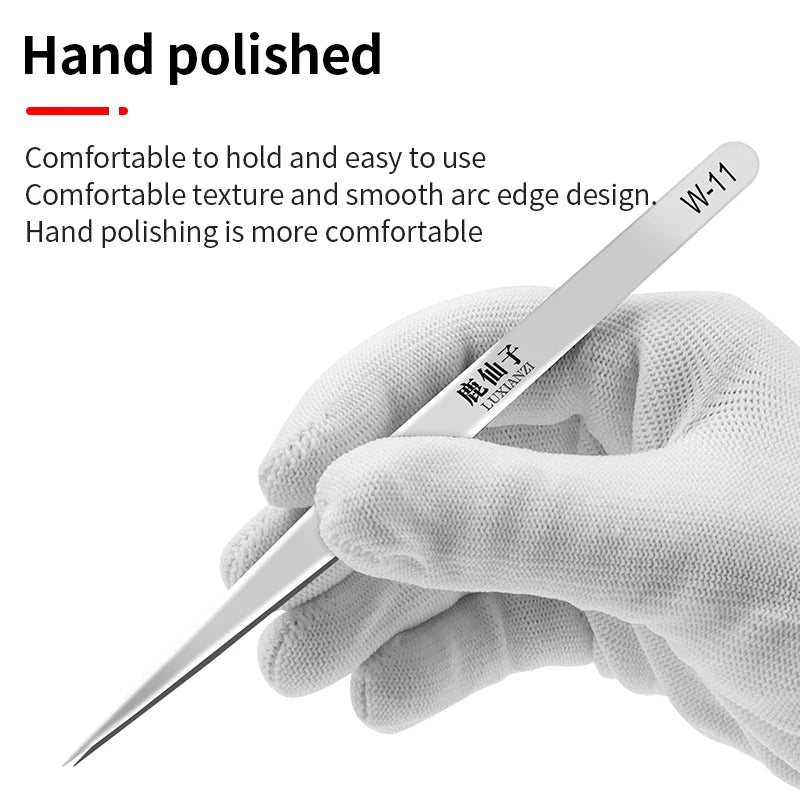 LUXIANZI Non-magnetic Stainless Steel Tweezers For Phone Circuit Repair Hand Tool Precision Flying Wire Industrial Forceps