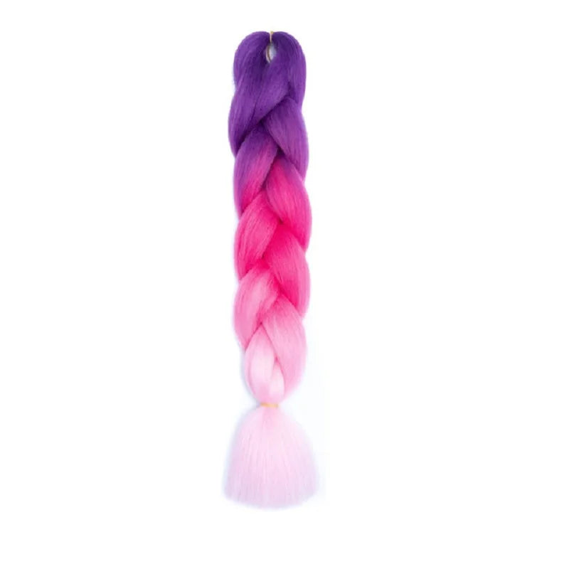 24Inch Synthetic Long Straight Yaki Braids Hair Ombre Braiding Hair Jumbo Rainbow Braid Hair Extension for Women DIY Hair