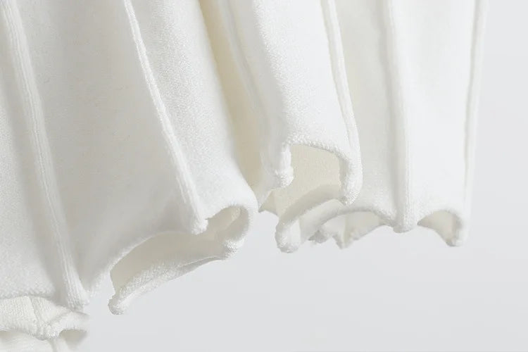 Ribbed Knitting A-line Short Dress Chic Elegant Slim Summer Dress 2025 Short Sleeve Round Neck Fashion New Dresses Vestidos