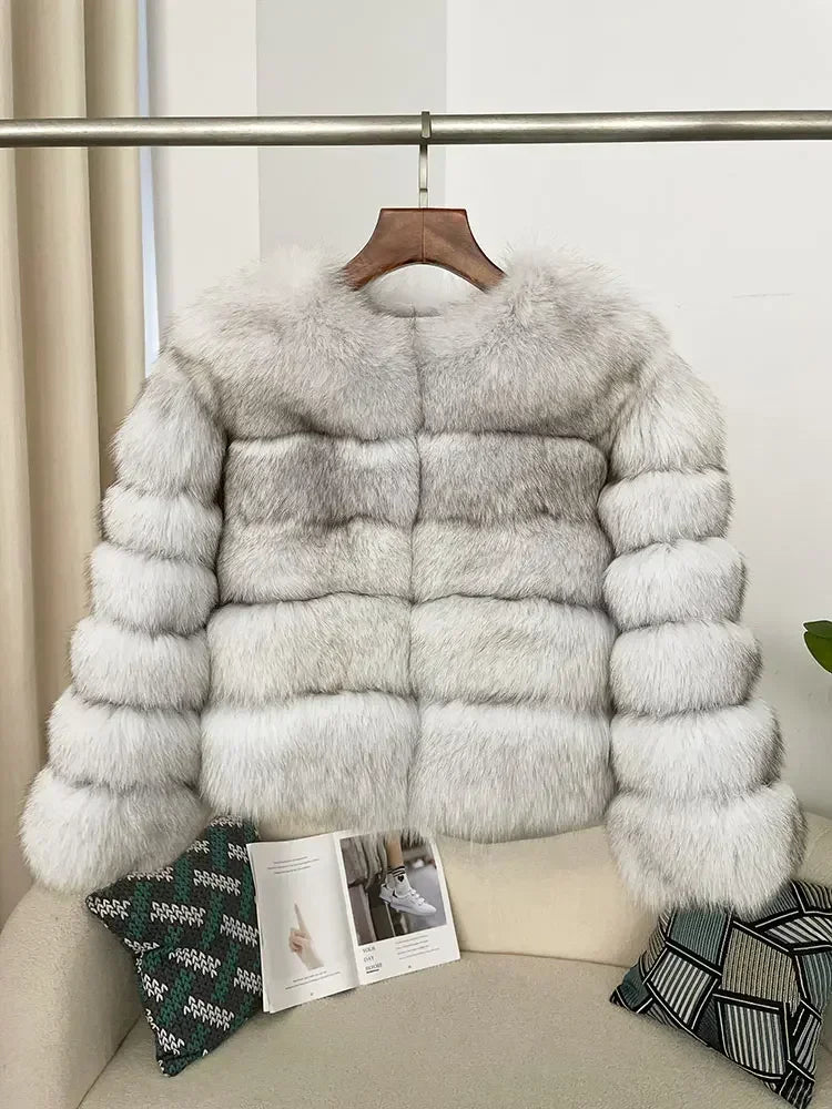OFTBUY 2024 Winter Real Natural Raccoon Fox Fur Women Coat Short Leather Thickened Warm Jacket Elegant Fashionable Overcoats