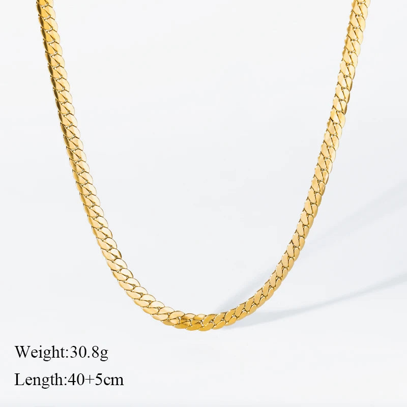 316L Gold Stainless Steel Chain Necklace | Trendy Punk Waterproof Jewelry for Women