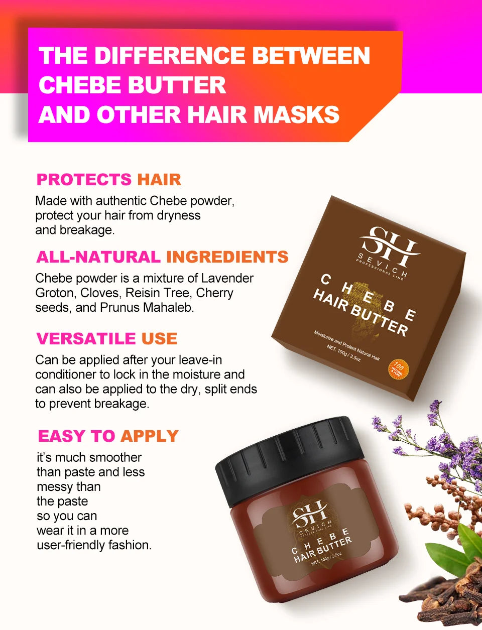 Africa Chad 100% Chebe Powder Women Traction Alopecia Treatment Oil Natural Crazy Hair Regrowth Anti Hair Break Get Rid Of Wig