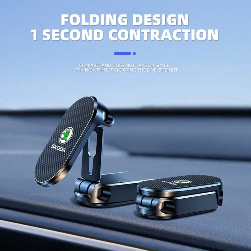 Magnetic Car Phone Holder Foldable Phone Stand For Skoda Octavia MK2 MK1 2 3 A5 A7 A8 Fabia Karoq Superb Rapid Kamiq Scala