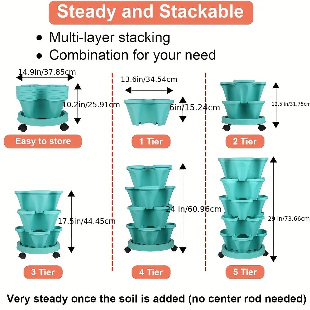 5-Layer Stackable Vertical Planter with Wheels