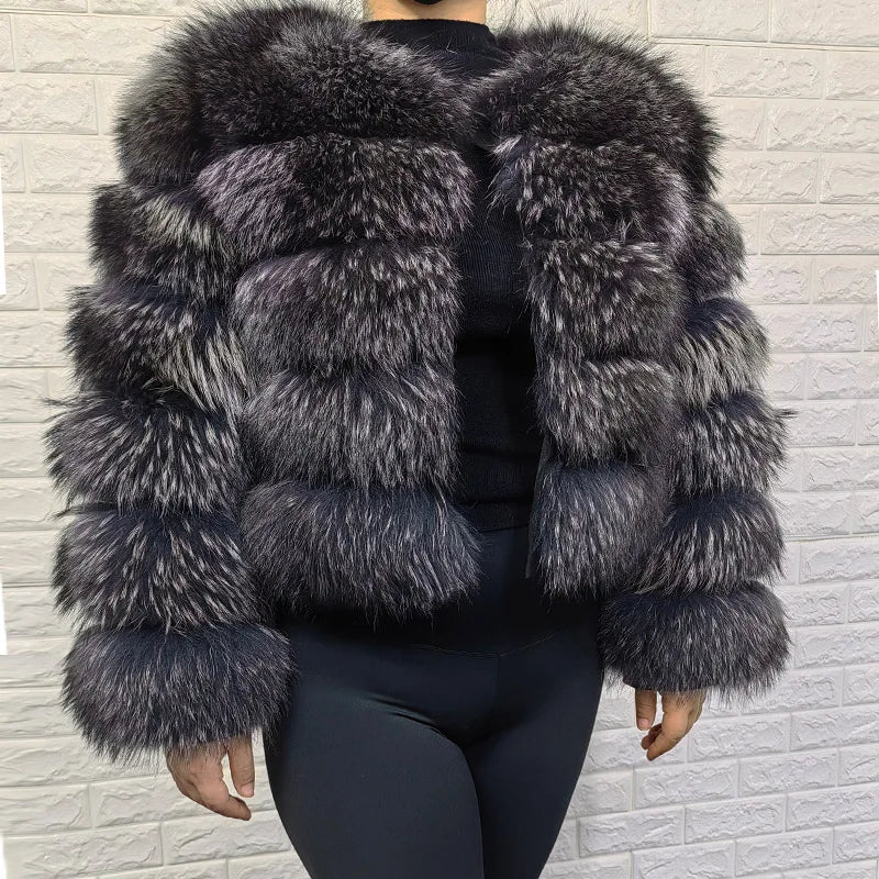2025 MAOMAOKONG Natural Real Fox Fur Coat Women's Jackets Winter Furry Vest Luxury Beige Khaki Short Leather Female Clothing