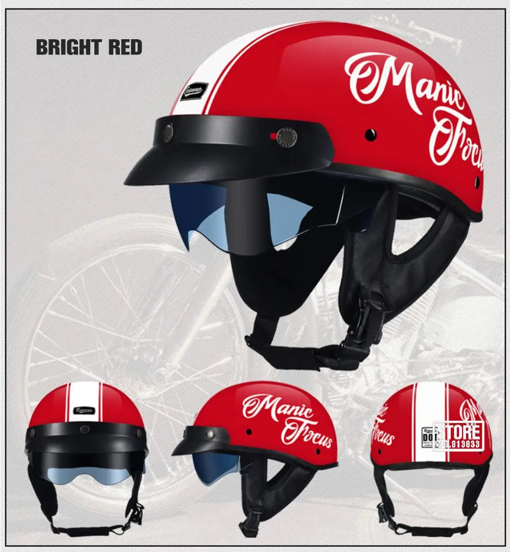 HEROBIKER Retro Half Motorcycle Helmet (DOT, HD Visor)