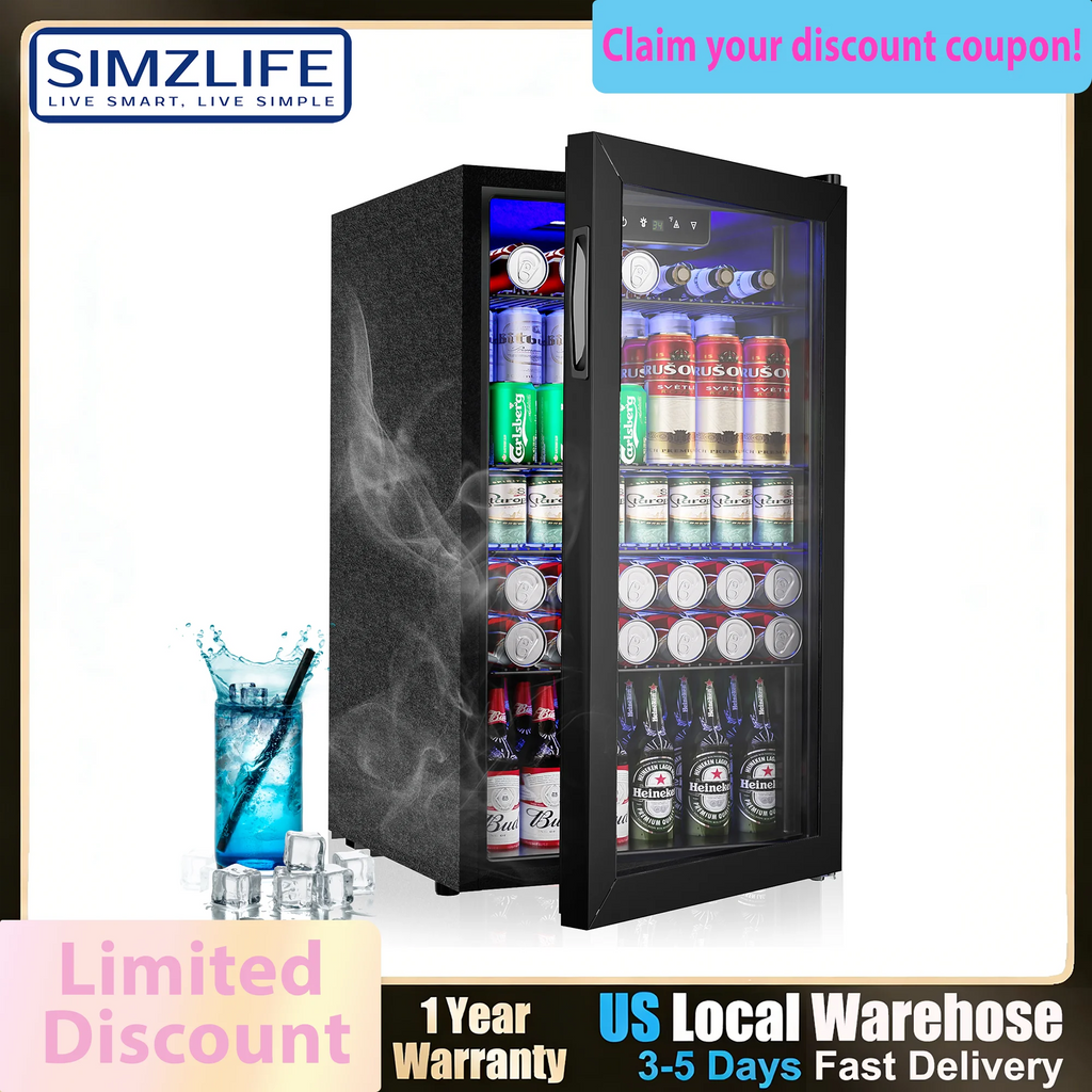 Beverage Refrigerator/Cooler,130Cans Mini Fridge,3.1Cu.Ft Capacity,LED Temperature Control,Flip-Up Door,Suitable for Home/Office