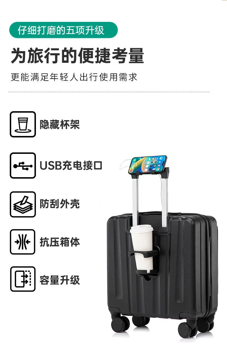 Luggage female small 18 inches suitcase swivel wheels male student durable sturdy thick password travel case