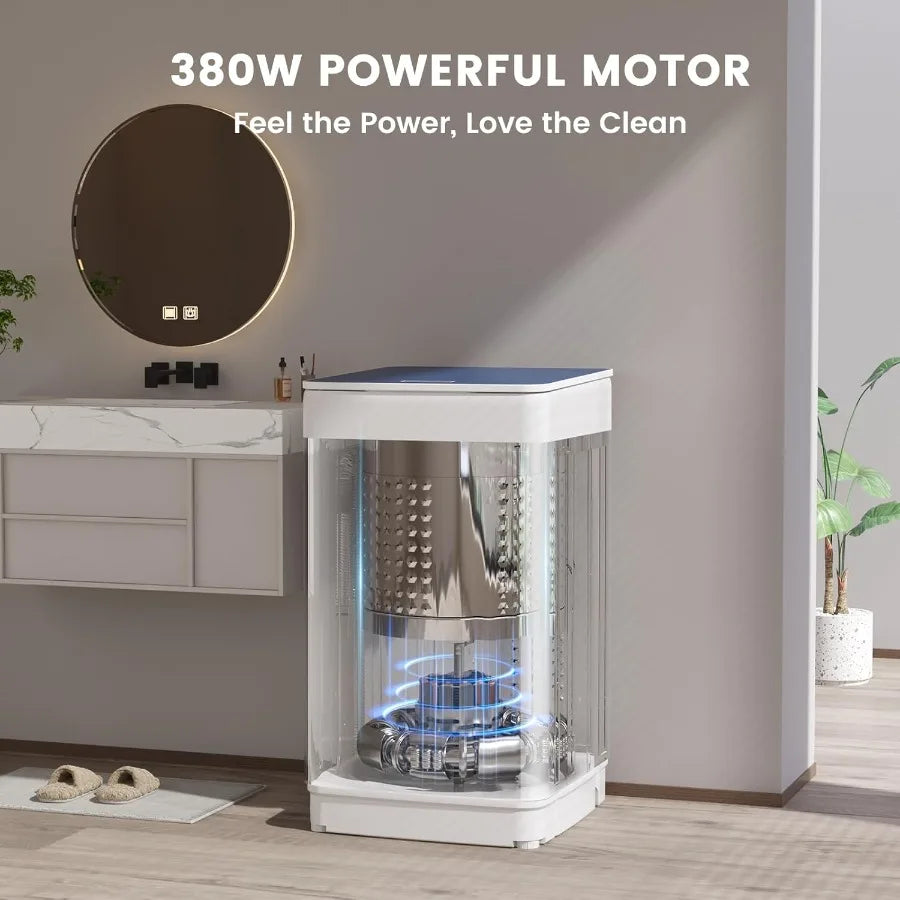 18Lbs Portable Full Automatic Washing Machine Compact Laundry Washer with 7 Wash Programs Builtin Drain Pump LED Display Washer