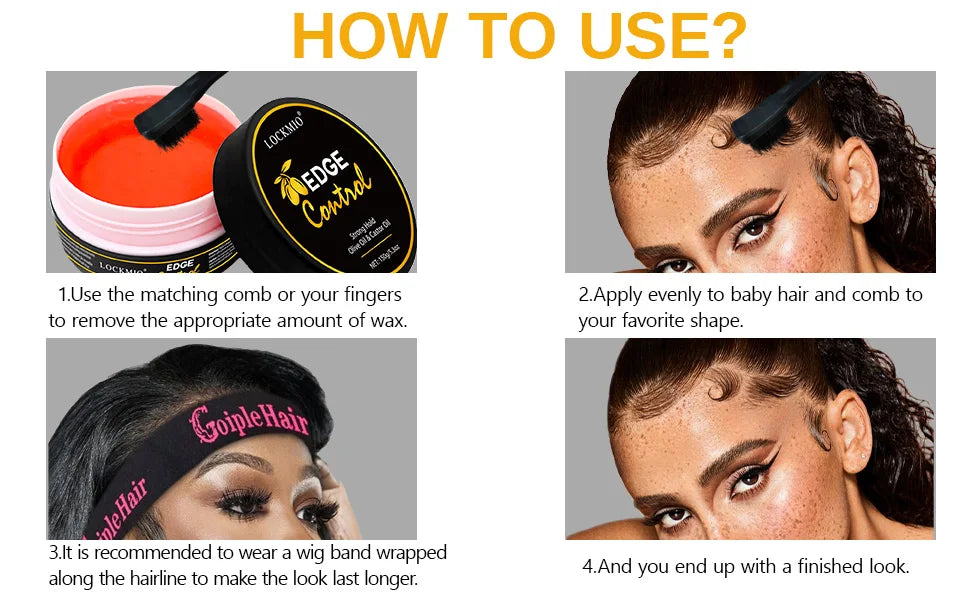 Edge Control Gel Pomade – Anti-Frizz Baby Hair & Bangs Styling Wax (150g)