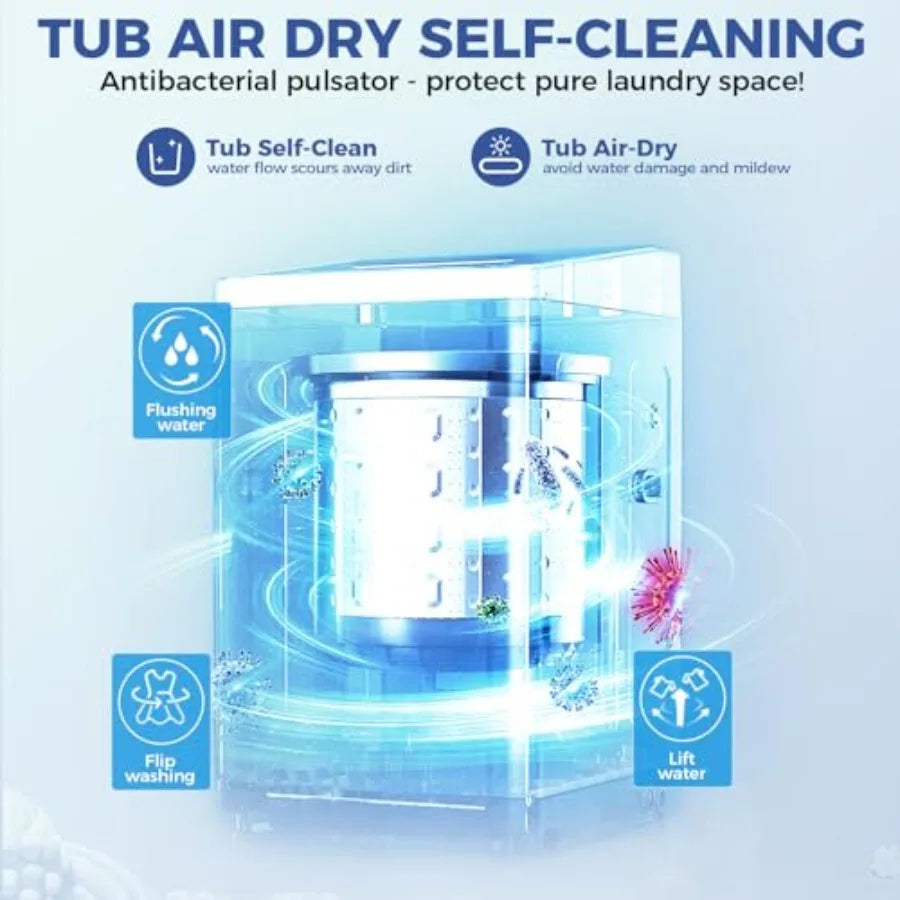 Compact Portable Washing Machine with 20Lbs Capacity and 2.8Cu.ft Washer and Dryer Combo for Apartments Features 10 Washing Pro