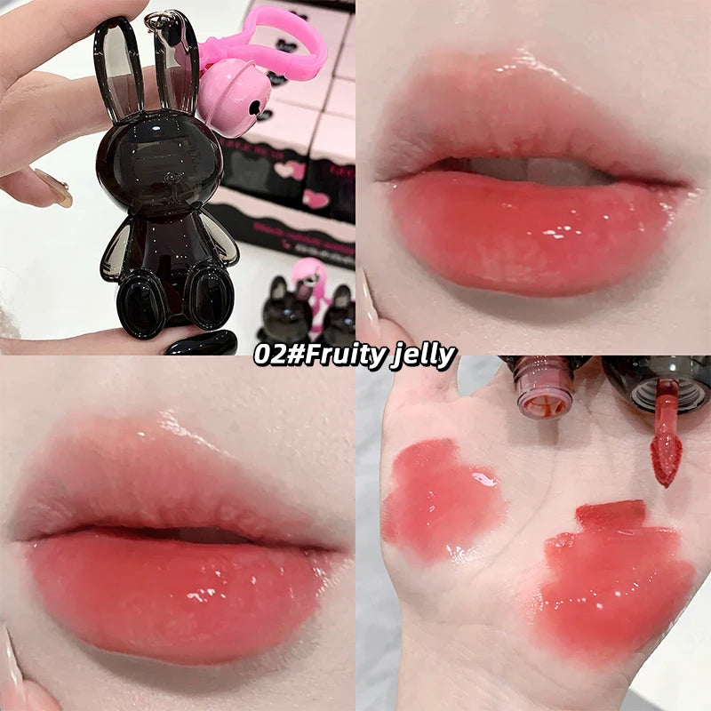 Gege Bear Pink Rabbit Velvet Matte Lip Cream Black Rabbit Water light lip glaze matte mirror pendant lipstick lip gloss