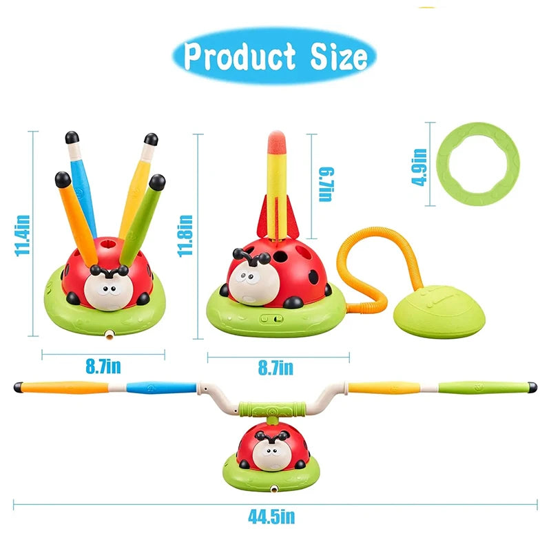 Ladybug Sport Entertainment Game Toy Multifunction Rope Skipping Machine Ferrule Jump Rocket Launcher Outdoor Educational