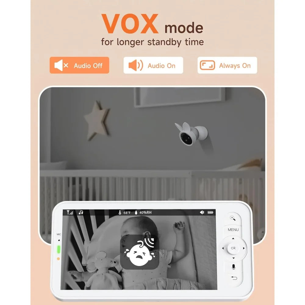 Kankeirr 2K Smart Baby Monitor with Dual Cameras & 5" Wireless Display