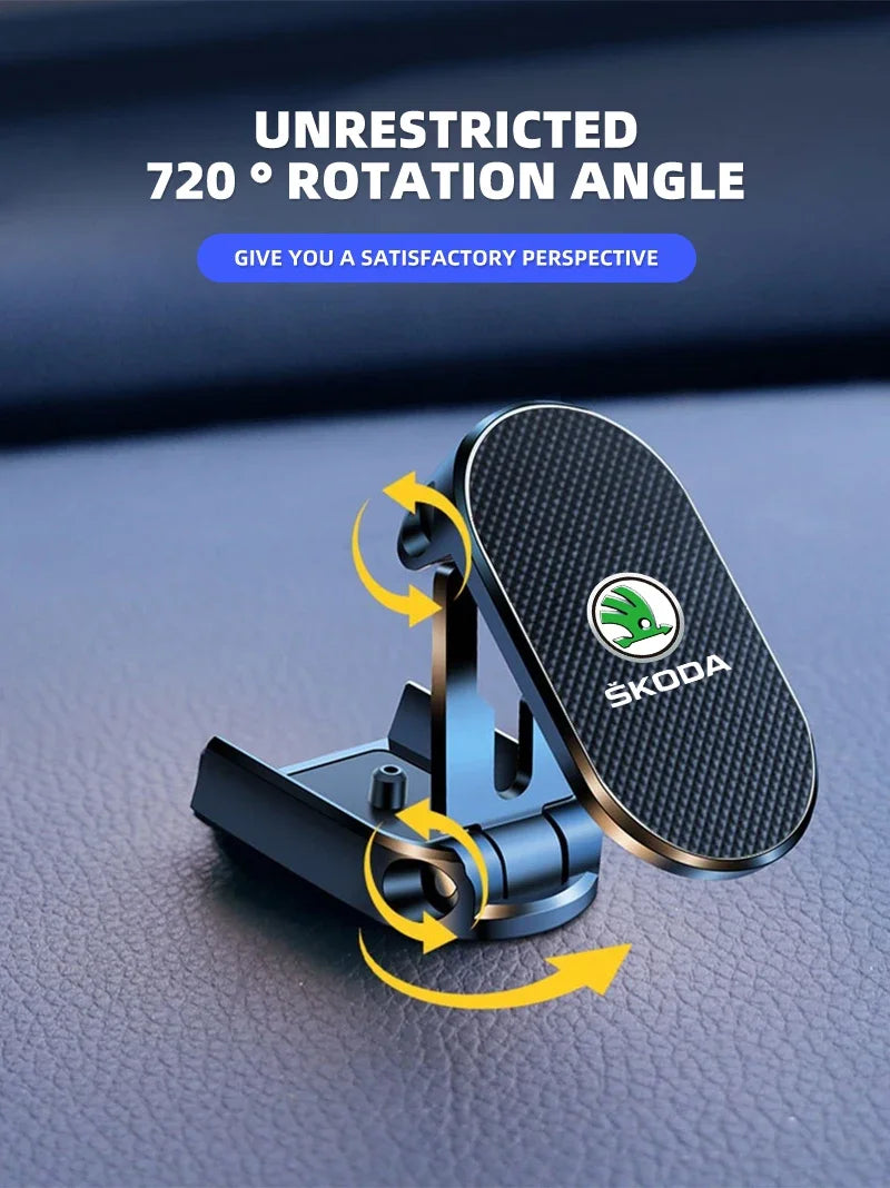 Magnetic Car Phone Holder Foldable Phone Stand For Skoda Octavia MK2 MK1 2 3 A5 A7 A8 Fabia Karoq Superb Rapid Kamiq Scala